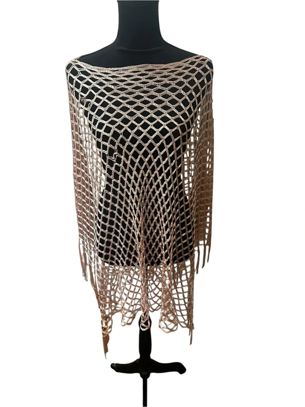 Pink Crochet Fringe Poncho - Women Accessories